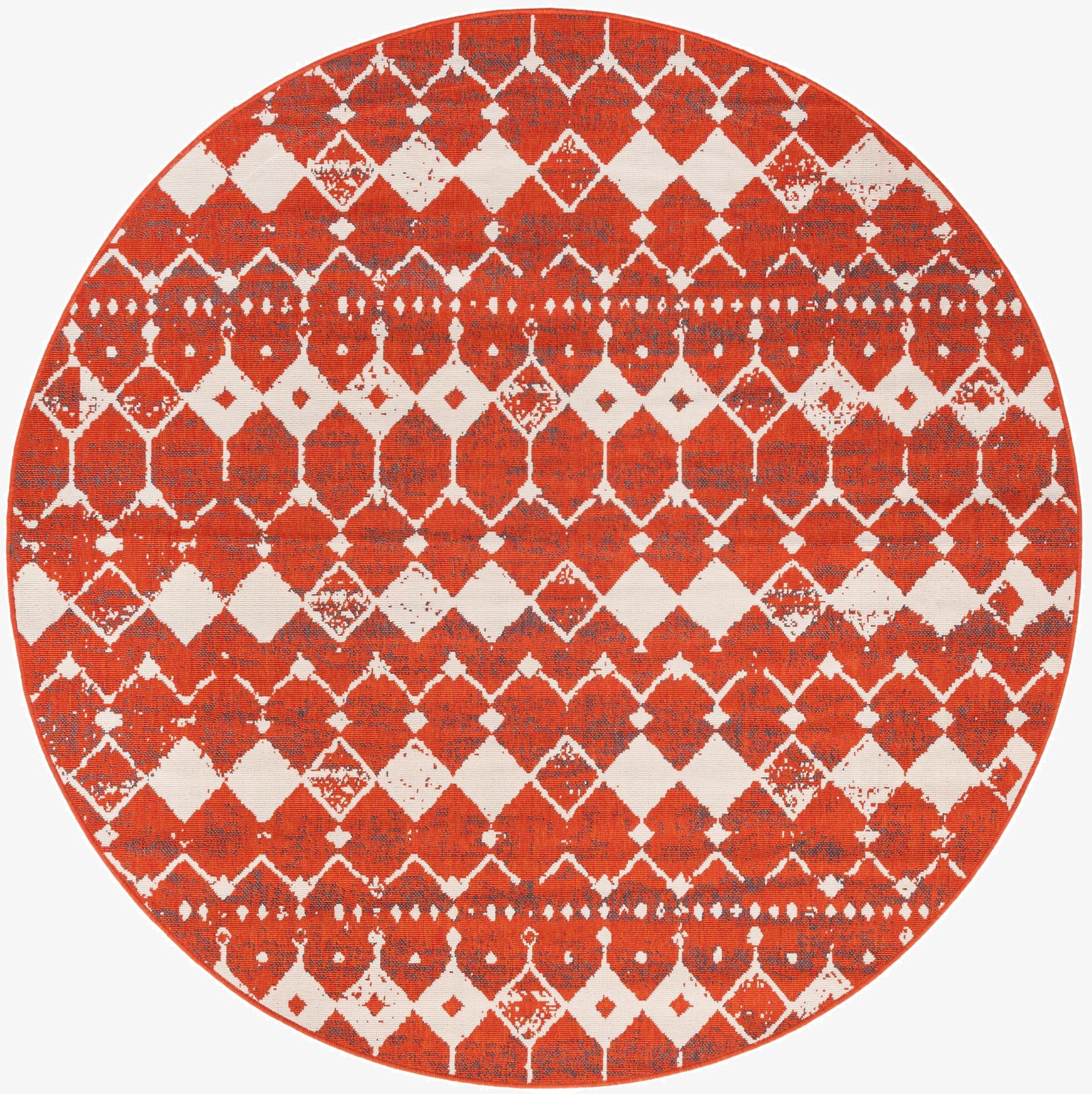 7' x 7' Washable Lattice Indoor / Outdoor Round Rug