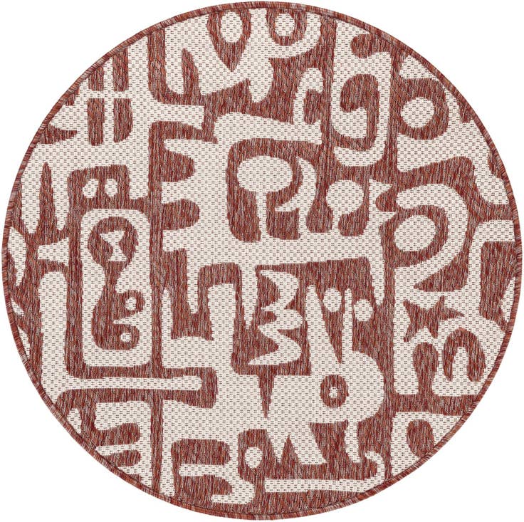 Detail image of 3' x 3' Easy-Clean Modern Indoor / Outdoor Round Rug