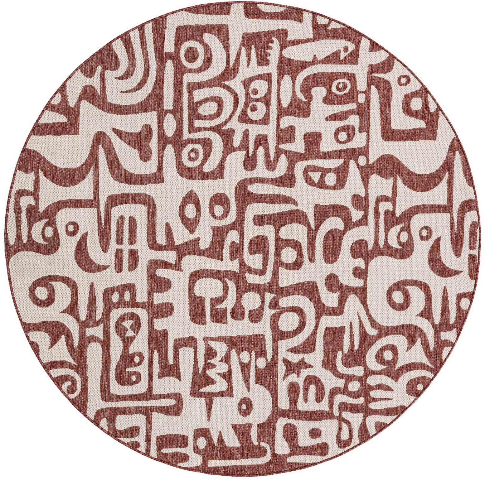 7' 10 x 7' 10 Easy-Clean Modern Indoor / Outdoor Round Rug