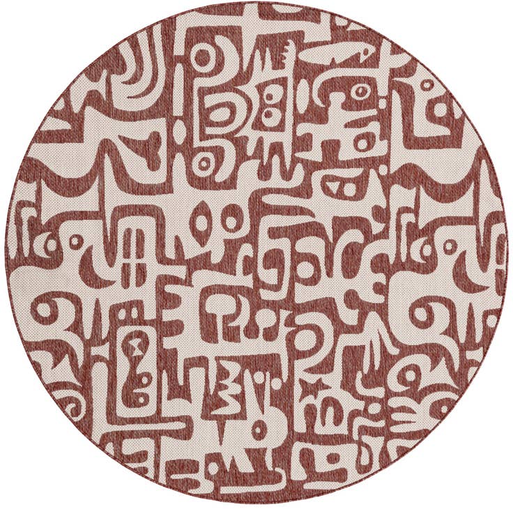 Detail image of 7' 10 x 7' 10 Easy-Clean Modern Indoor / Outdoor Round Rug