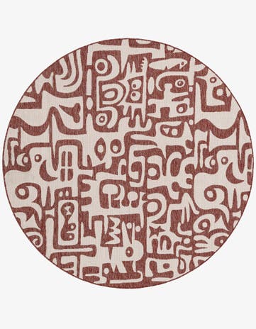 7' 10 x 7' 10 Easy-Clean Modern Indoor / Outdoor Round Rug