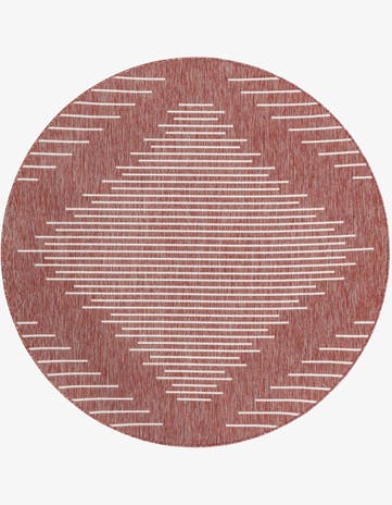 Rust Red Easy-Clean Modern Indoor / Outdoor Round Rug