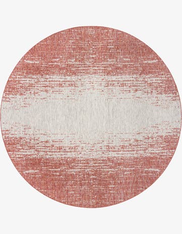 Rust Red Easy-Clean Modern Indoor / Outdoor Round Rug