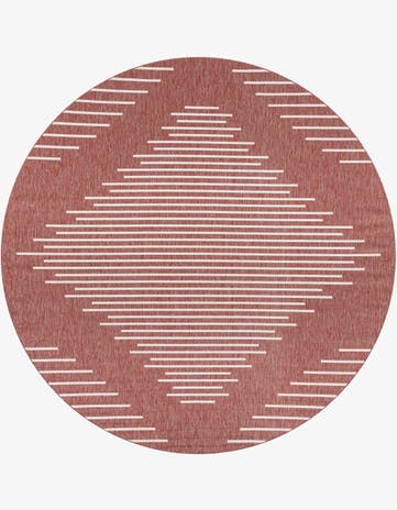 Rust Red Easy-Clean Modern Indoor / Outdoor Round Rug