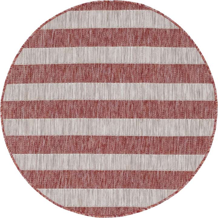 4' x 4' Easy-Clean Striped Indoor / Outdoor Round Rug
