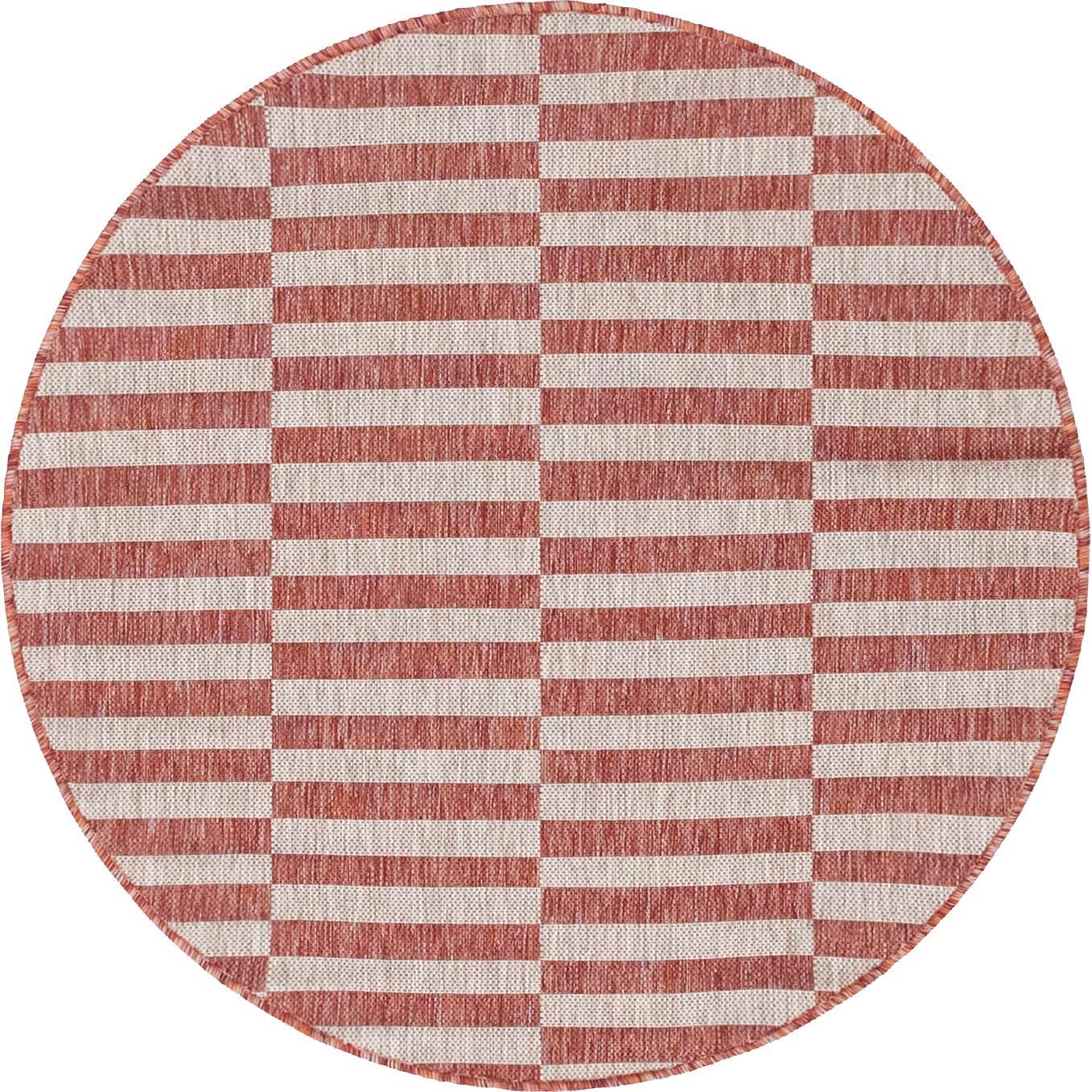 4' x 4' Easy-Clean Striped Indoor / Outdoor Round Rug