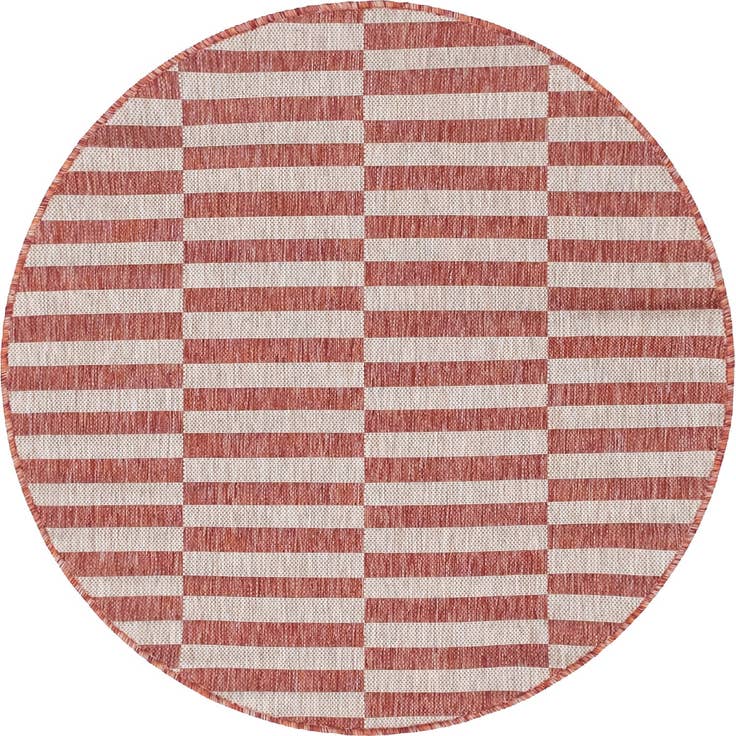 Detail image of 4' x 4' Easy-Clean Striped Indoor / Outdoor Round Rug