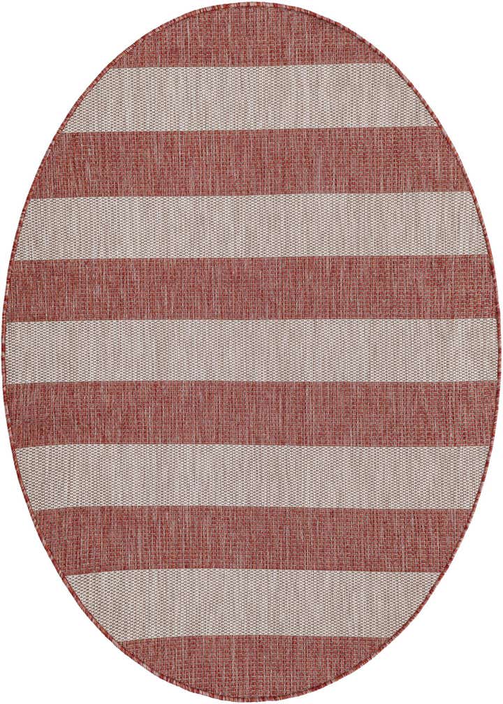5' 3 x 5' 3 Easy-Clean Striped Indoor / Outdoor Round Rug