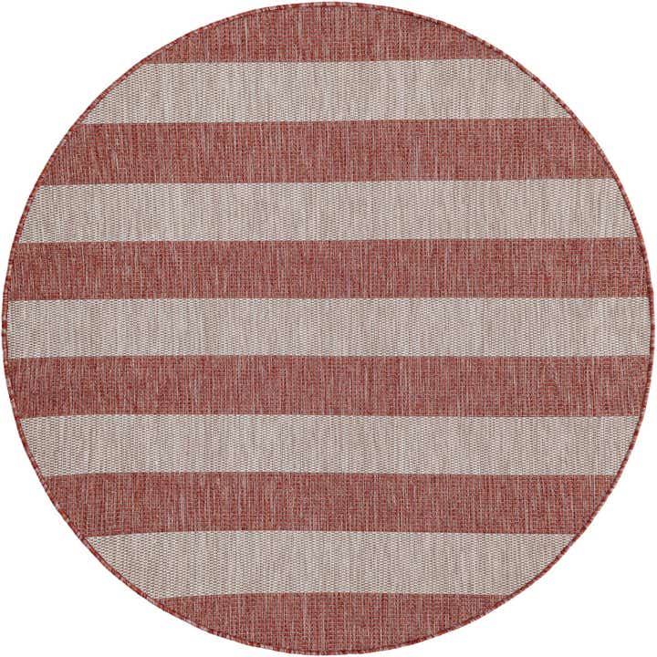 5' 3 x 5' 3 Easy-Clean Striped Indoor / Outdoor Round Rug