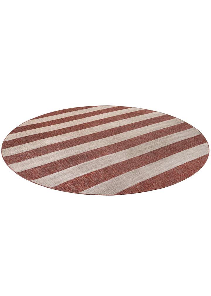 13' x 13' Easy-Clean Striped Indoor / Outdoor Round Rug