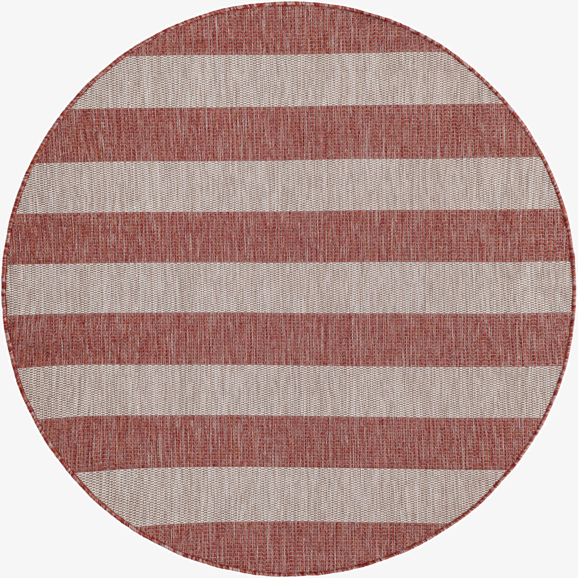 5' 3 x 5' 3  Washable Striped Indoor / Outdoor Round Rug