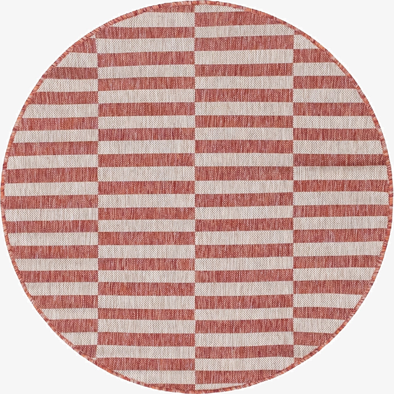 4' x 4'  Washable Striped Indoor / Outdoor Round Rug