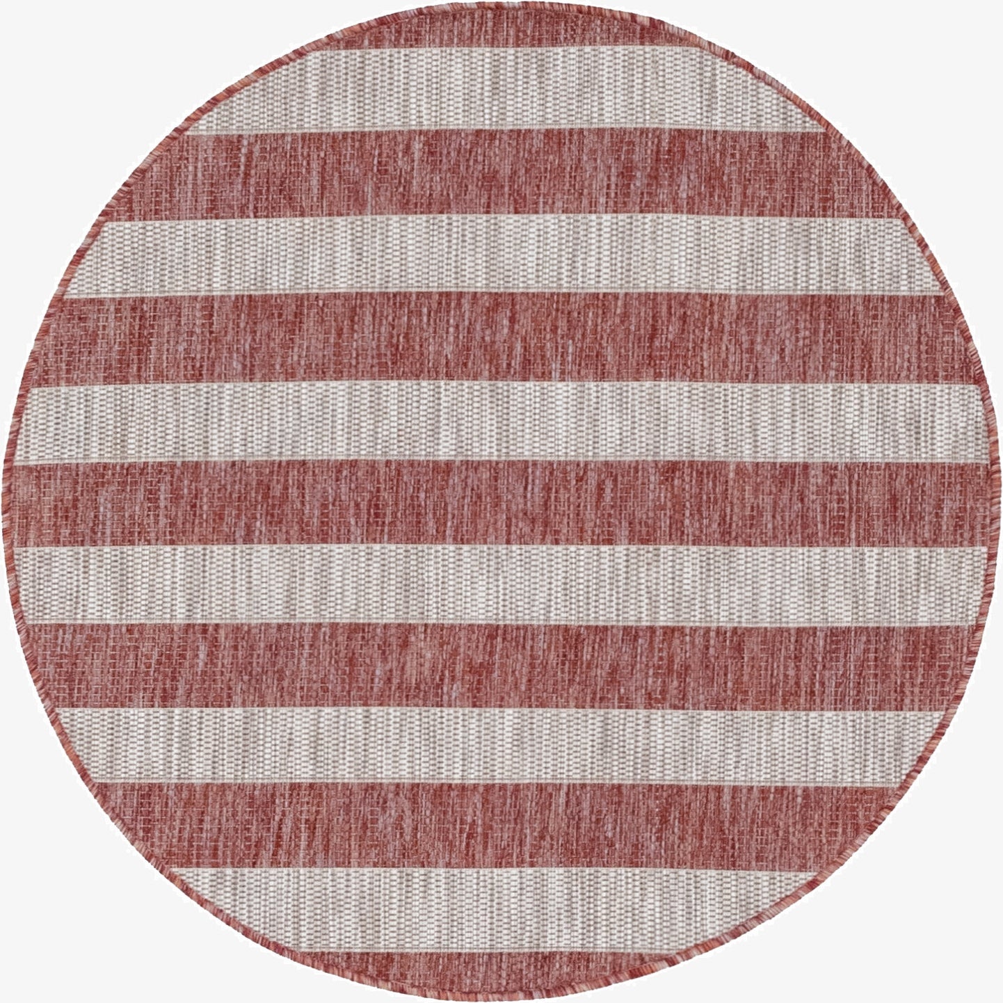 4' x 4'  Washable Striped Indoor / Outdoor Round Rug