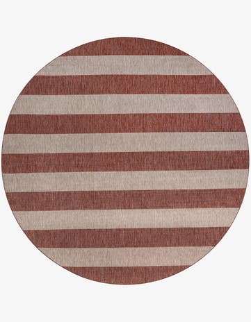 13' x 13' Easy-Clean Striped Indoor / Outdoor Round Rug