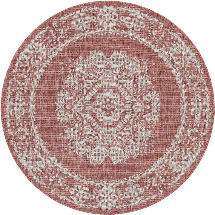 4' x 4' Easy-Clean Traditional Indoor / Outdoor Round Rug