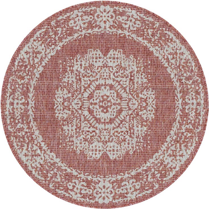 Detail image of 4' x 4' Easy-Clean Traditional Indoor / Outdoor Round Rug