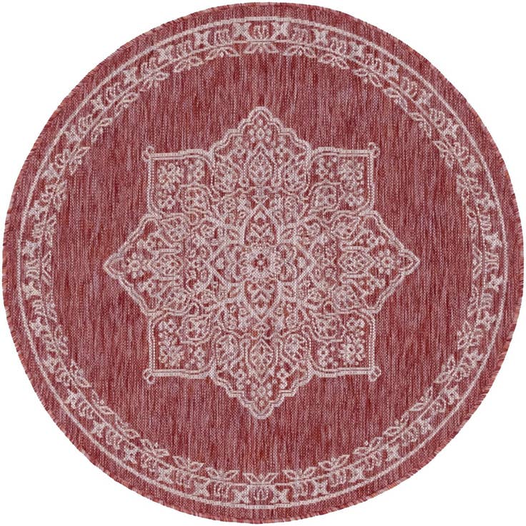 Detail image of 4' x 4' Easy-Clean Traditional Indoor / Outdoor Round Rug