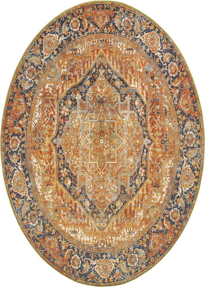 7' 10 x 7' 10 Easy-Clean Traditional Indoor / Outdoor Round Rug