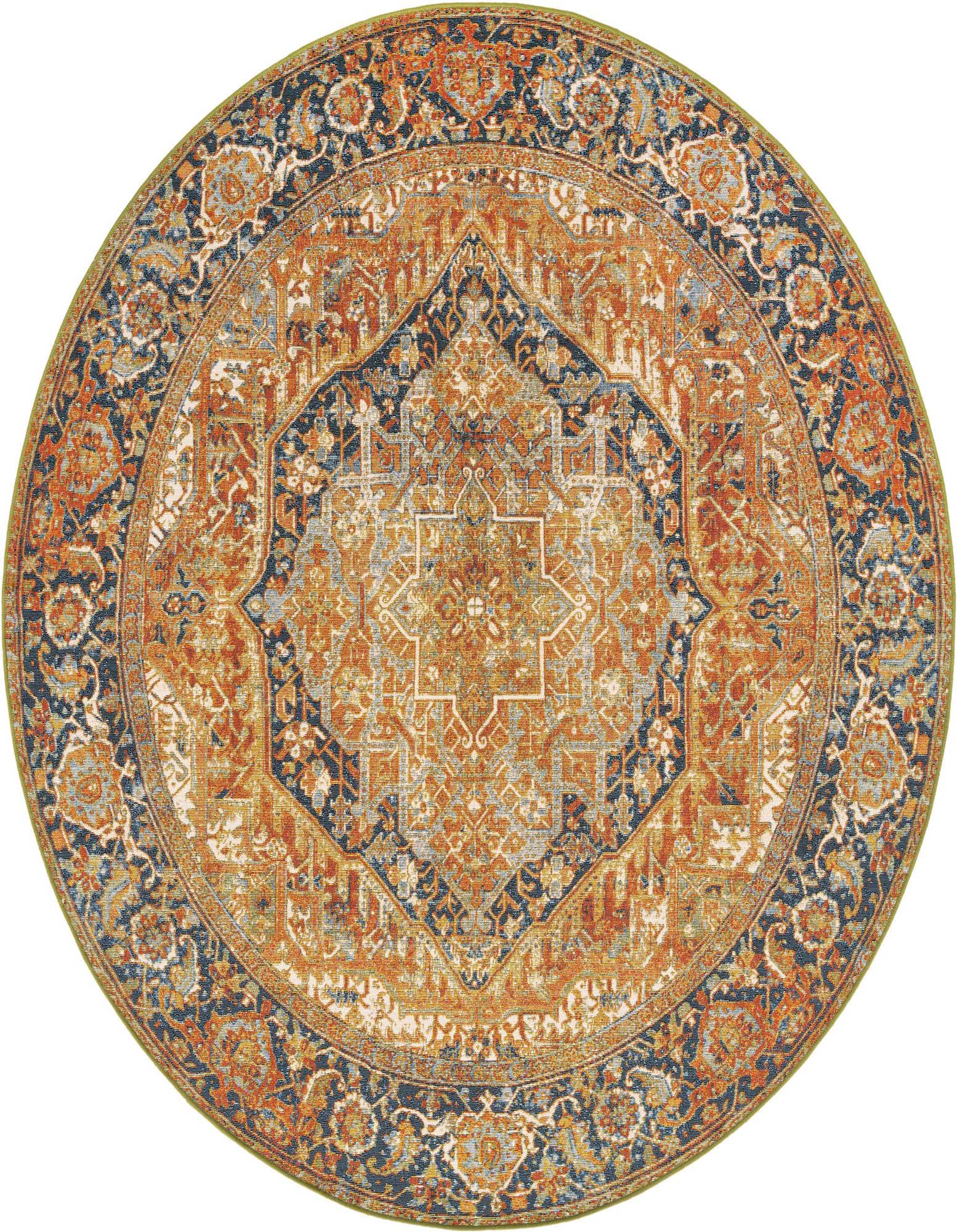 7' 10 x 7' 10 Easy-Clean Traditional Indoor / Outdoor Round Rug