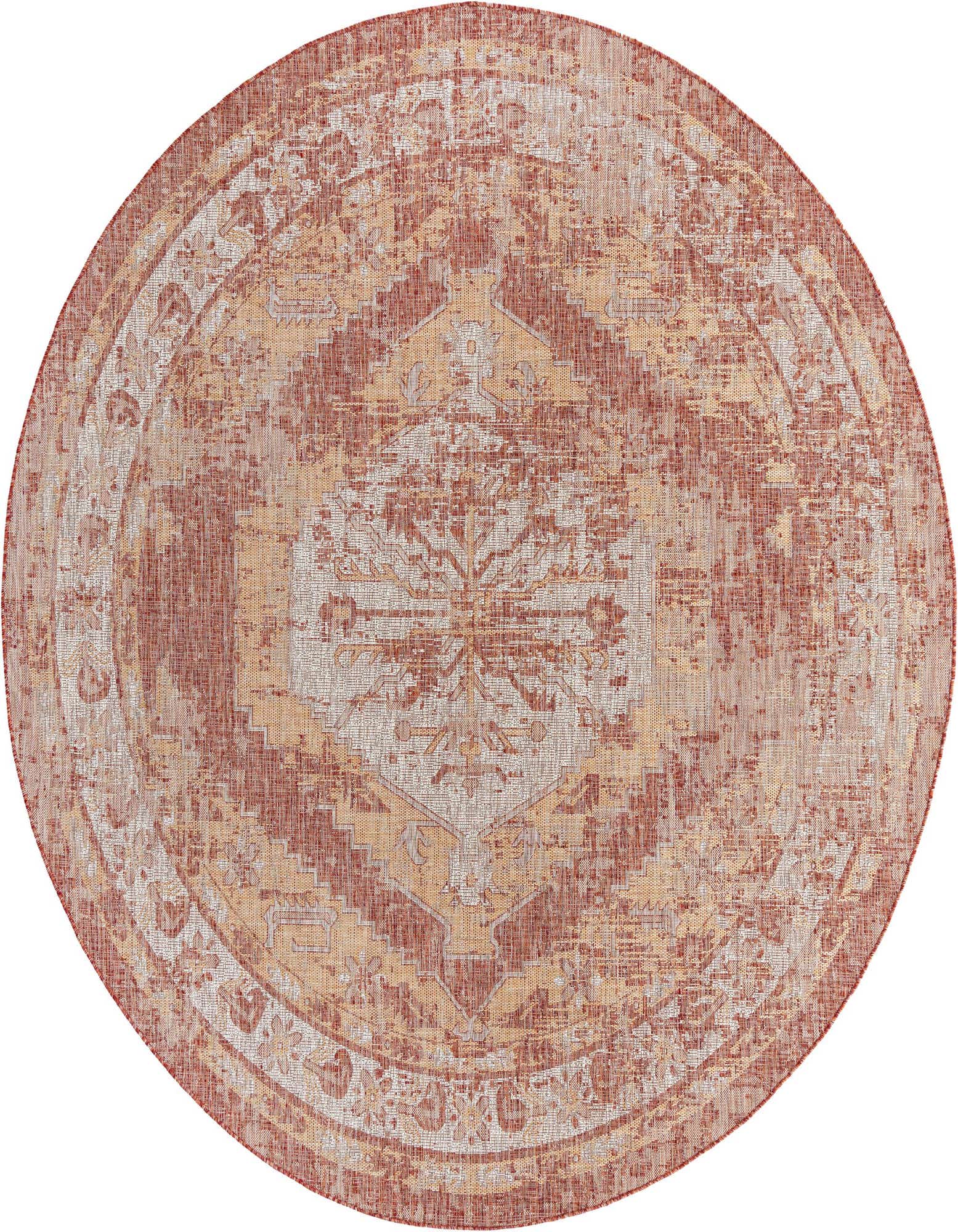 10' x 10' Easy-Clean Traditional Indoor / Outdoor Round Rug