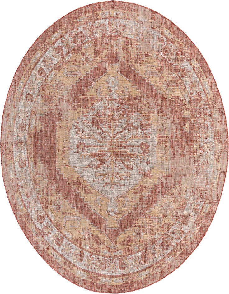 Detail image of 10' x 10' Easy-Clean Traditional Indoor / Outdoor Round Rug