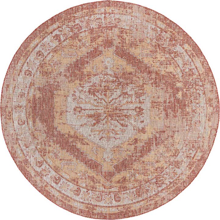 10' x 10' Easy-Clean Traditional Indoor / Outdoor Round Rug