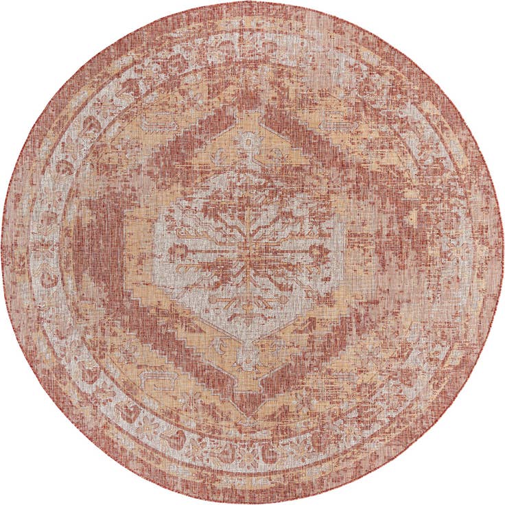 Detail image of 10' x 10' Easy-Clean Traditional Indoor / Outdoor Round Rug