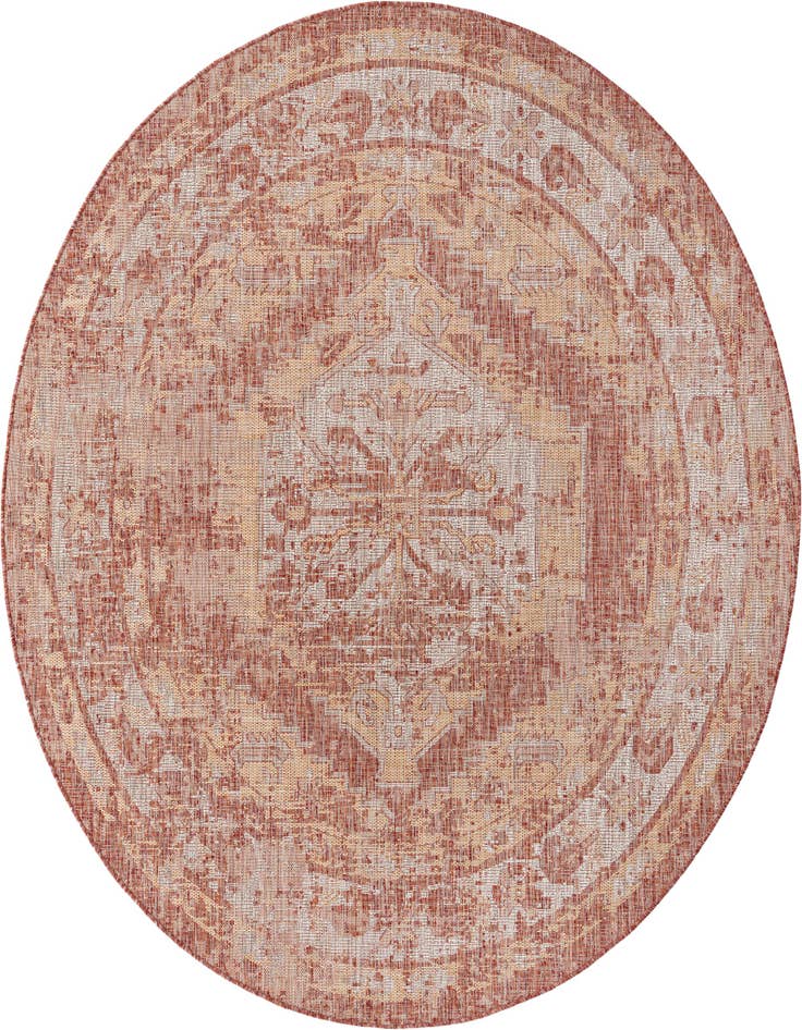 Detail image of 7' 10 x 7' 10 Easy-Clean Traditional Indoor / Outdoor Round Rug
