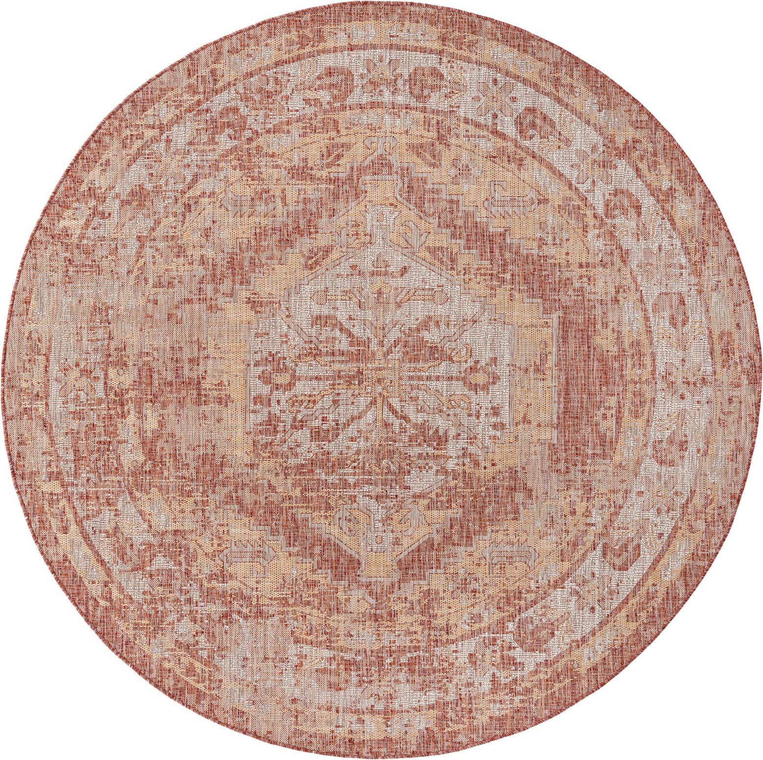 7' 10 x 7' 10 Easy-Clean Traditional Indoor / Outdoor Round Rug
