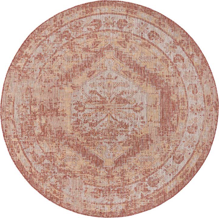 7' 10 x 7' 10 Easy-Clean Traditional Indoor / Outdoor Round Rug