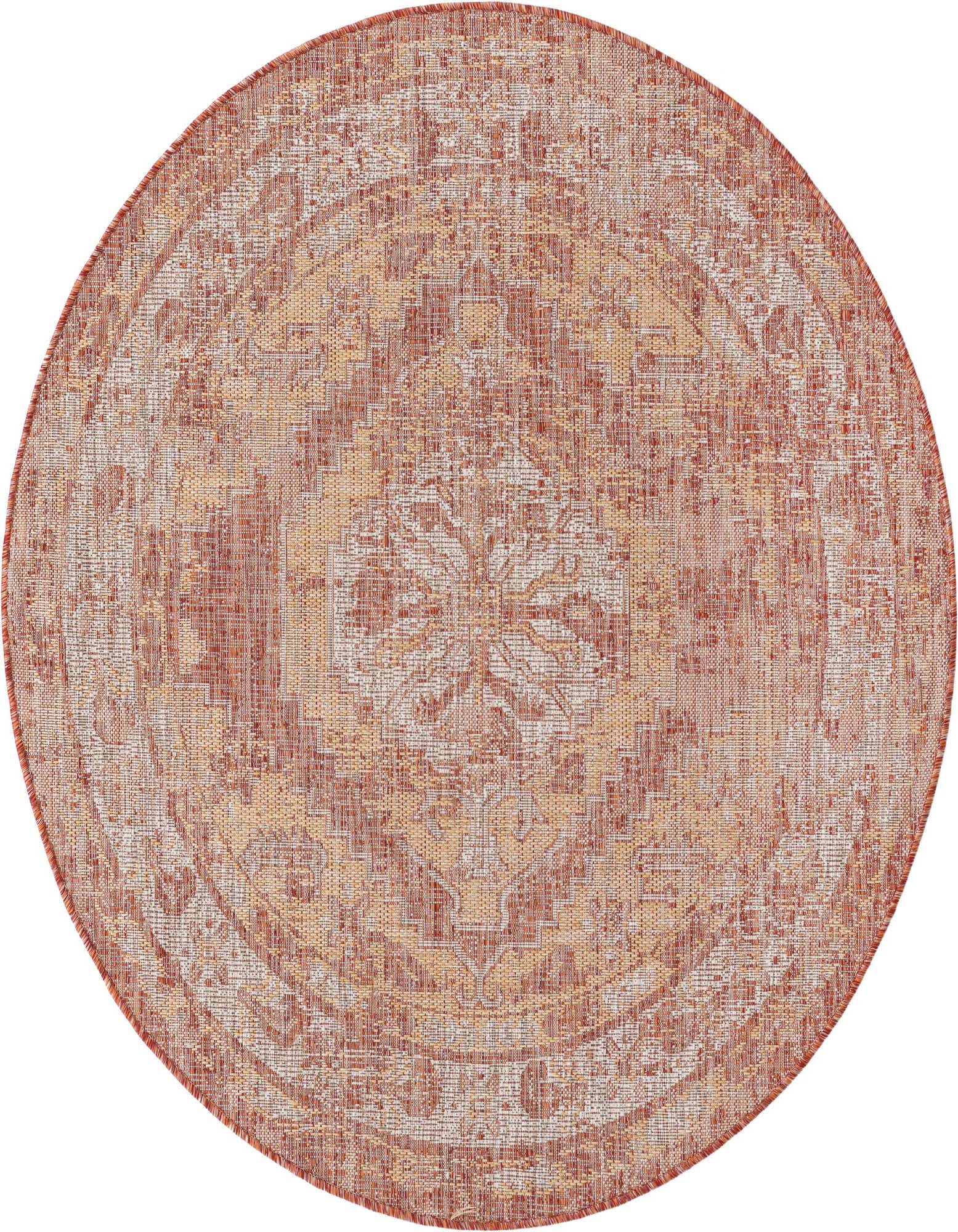 5' 3 x 5' 3 Easy-Clean Traditional Indoor / Outdoor Round Rug