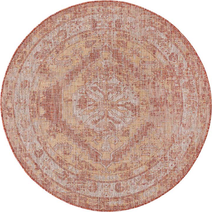 5' 3 x 5' 3 Easy-Clean Traditional Indoor / Outdoor Round Rug