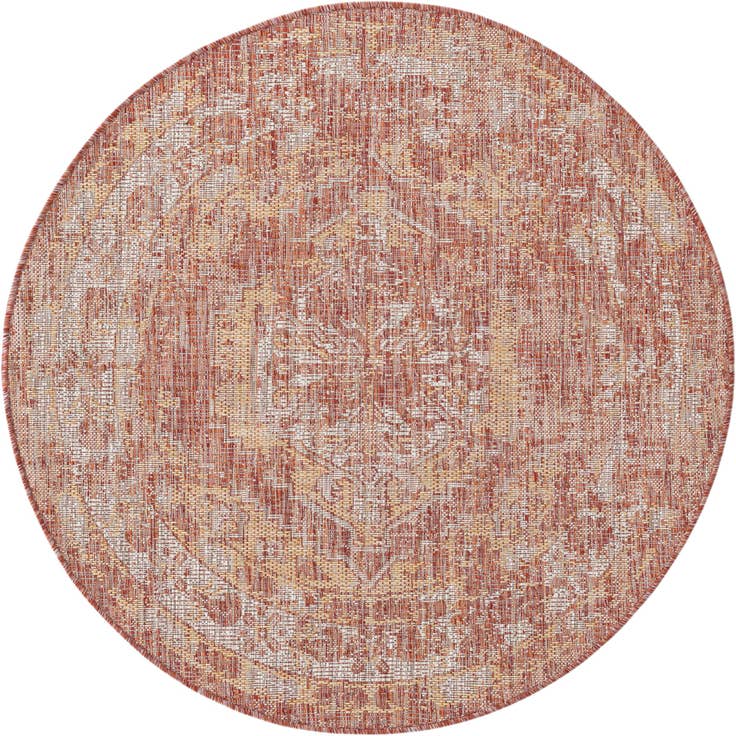 Detail image of 4' x 4' Easy-Clean Traditional Indoor / Outdoor Round Rug