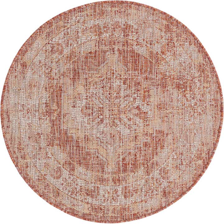 3' x 3' Easy-Clean Traditional Indoor / Outdoor Round Rug
