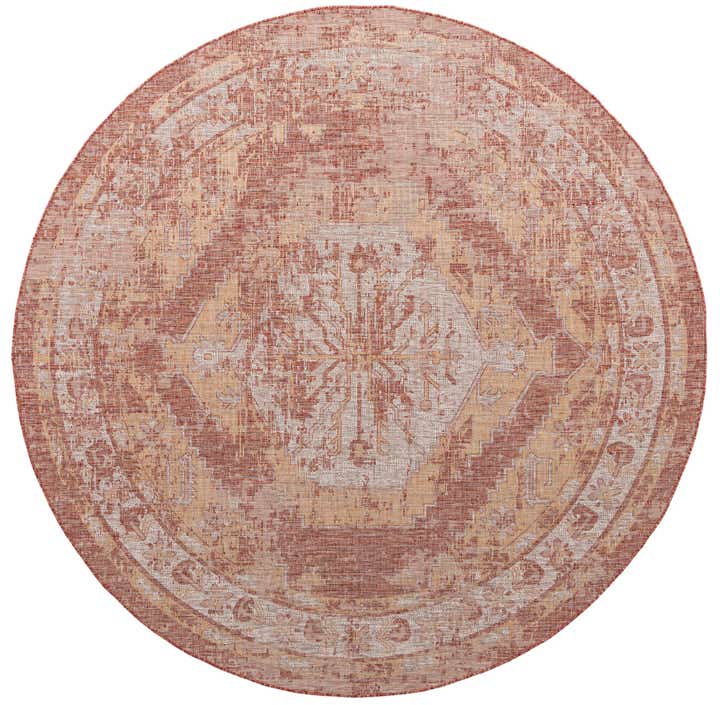 13' x 13' Easy-Clean Traditional Indoor / Outdoor Round Rug