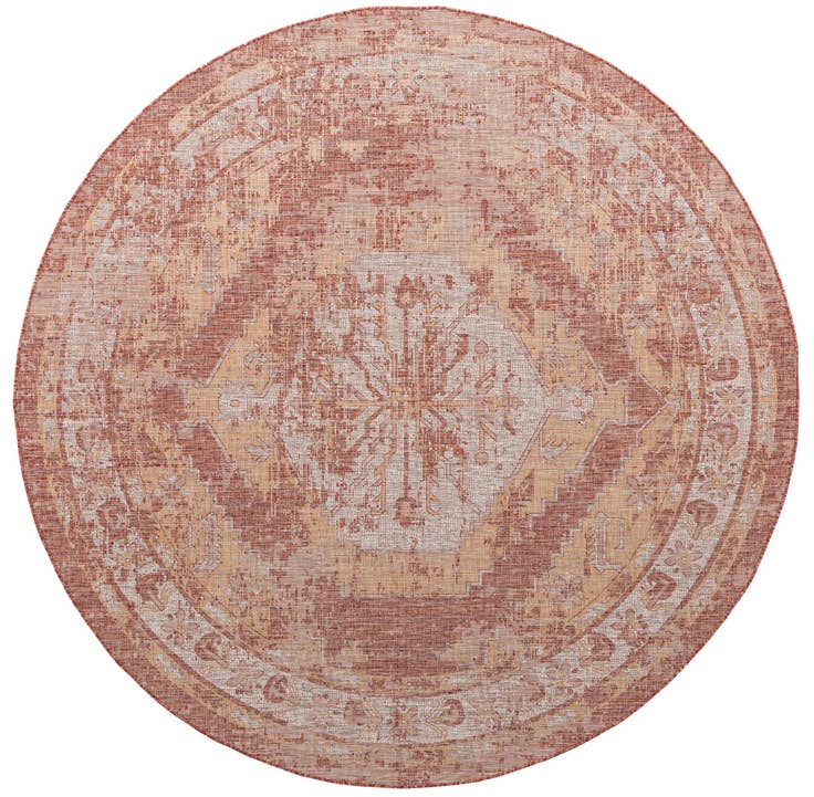 Detail image of 13' x 13' Easy-Clean Traditional Indoor / Outdoor Round Rug