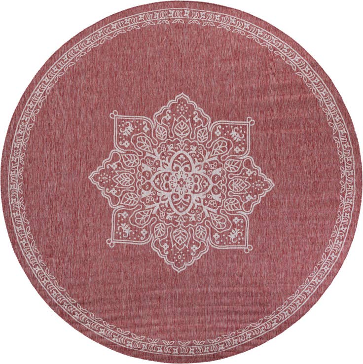 Detail image of 12' x 12' Easy-Clean Traditional Indoor / Outdoor Round Rug
