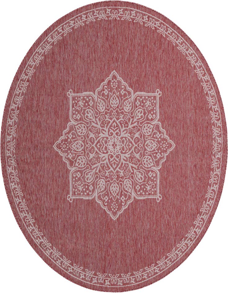 Detail image of 7' 10 x 7' 10 Easy-Clean Traditional Indoor / Outdoor Round Rug