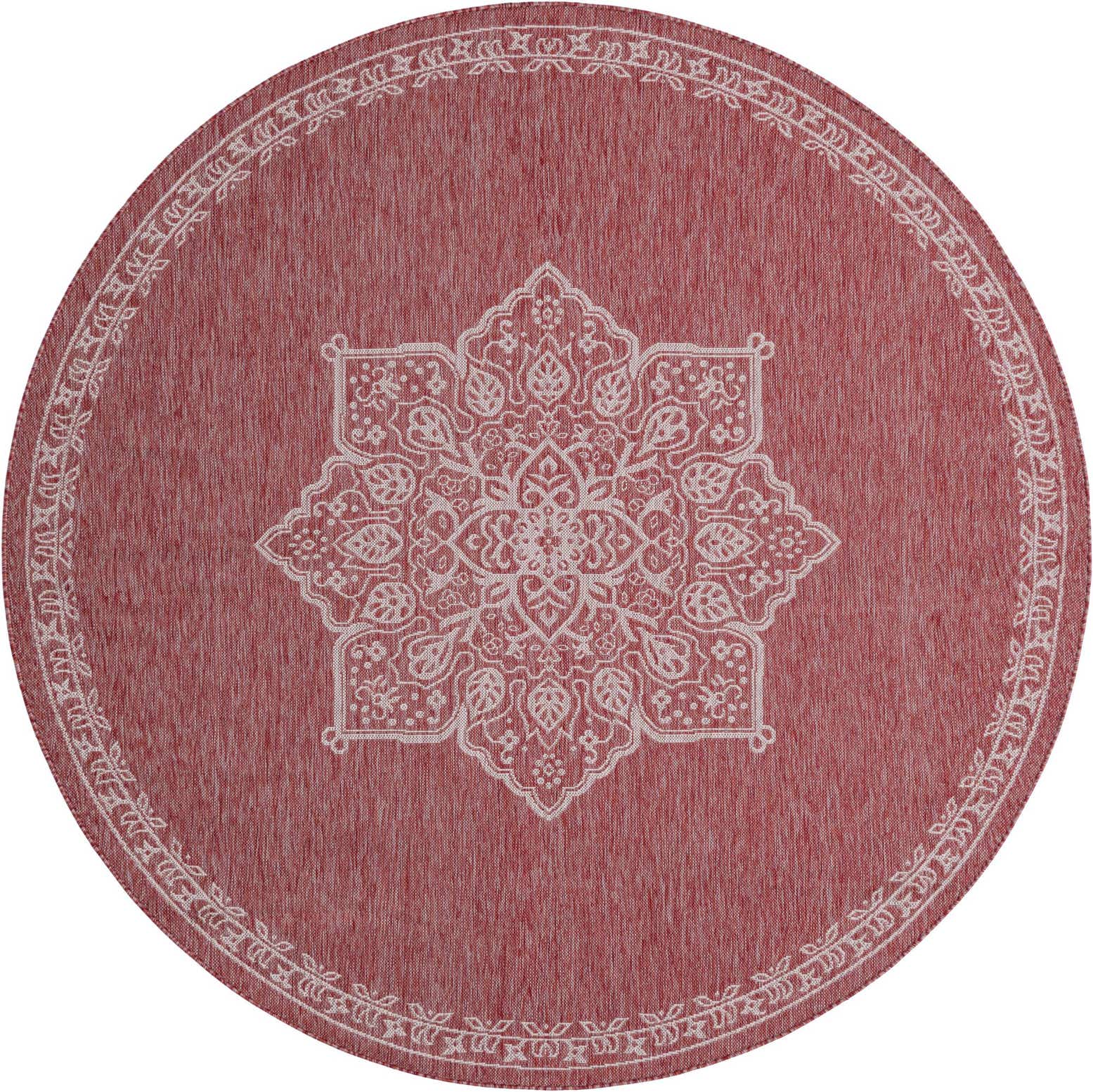 7' 10 x 7' 10 Easy-Clean Traditional Indoor / Outdoor Round Rug