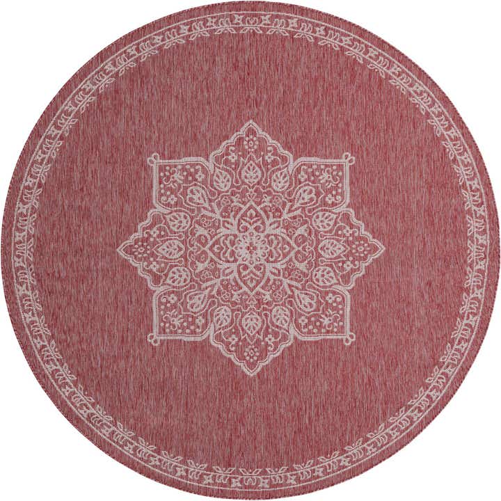 7' 10 x 7' 10 Easy-Clean Traditional Indoor / Outdoor Round Rug