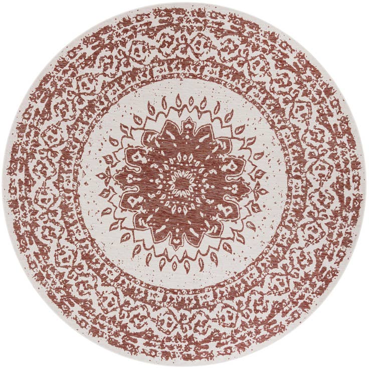 Detail image of 10' x 10' Easy-Clean Traditional Indoor / Outdoor Round Rug