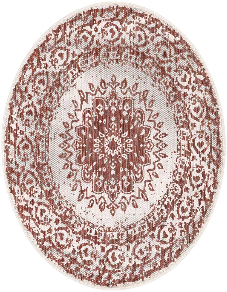 Detail image of 3' x 3' Easy-Clean Traditional Indoor / Outdoor Round Rug