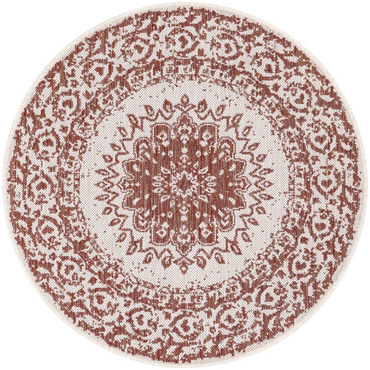 Detail image of 3' x 3' Easy-Clean Traditional Indoor / Outdoor Round Rug