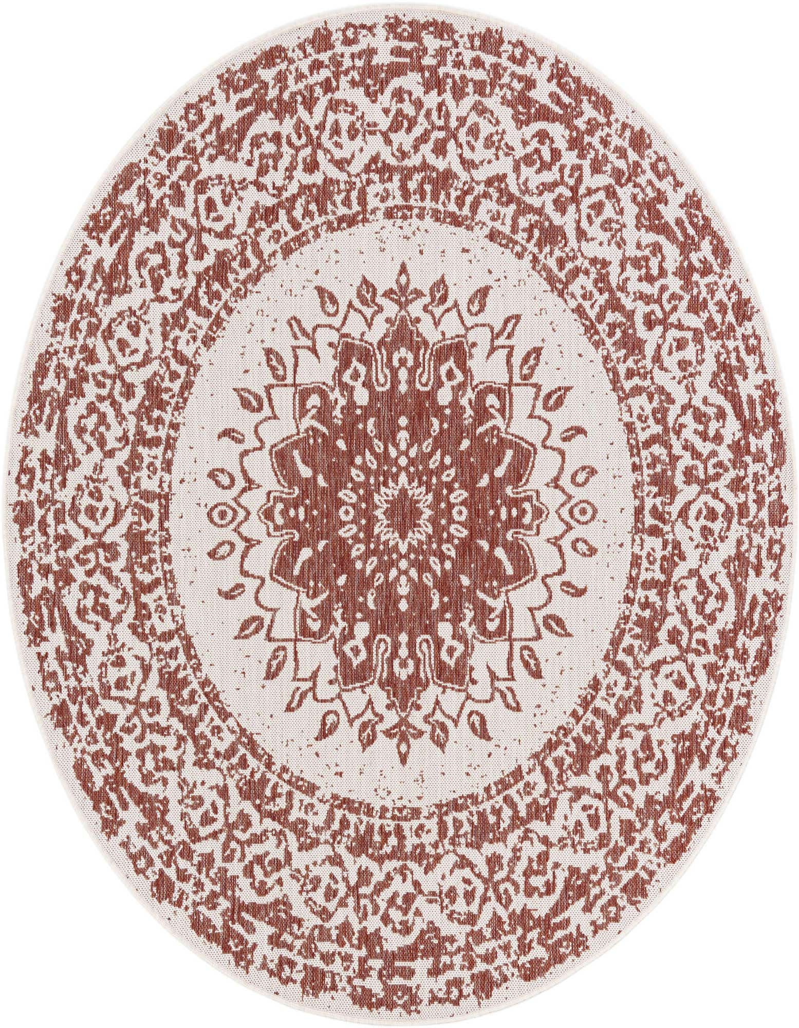 6' x 6' Easy-Clean Traditional Indoor / Outdoor Round Rug
