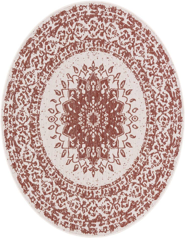 Detail image of 6' x 6' Easy-Clean Traditional Indoor / Outdoor Round Rug