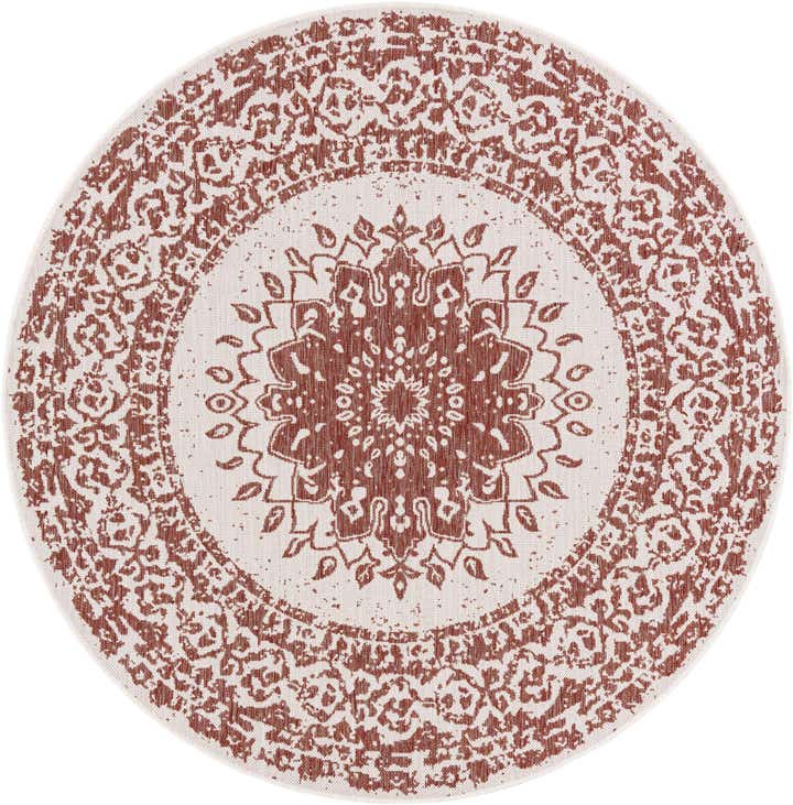 6' x 6' Easy-Clean Traditional Indoor / Outdoor Round Rug
