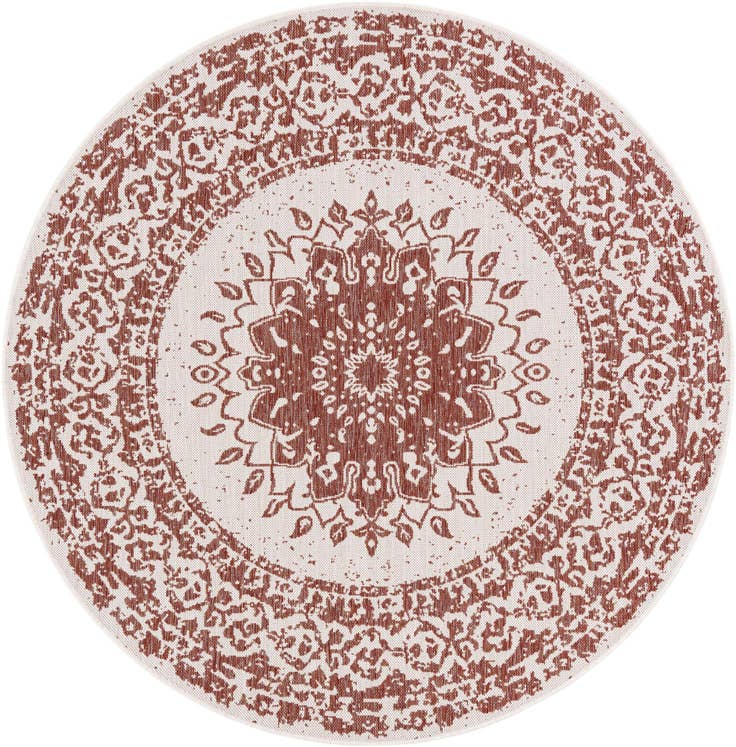 Detail image of 6' x 6' Easy-Clean Traditional Indoor / Outdoor Round Rug