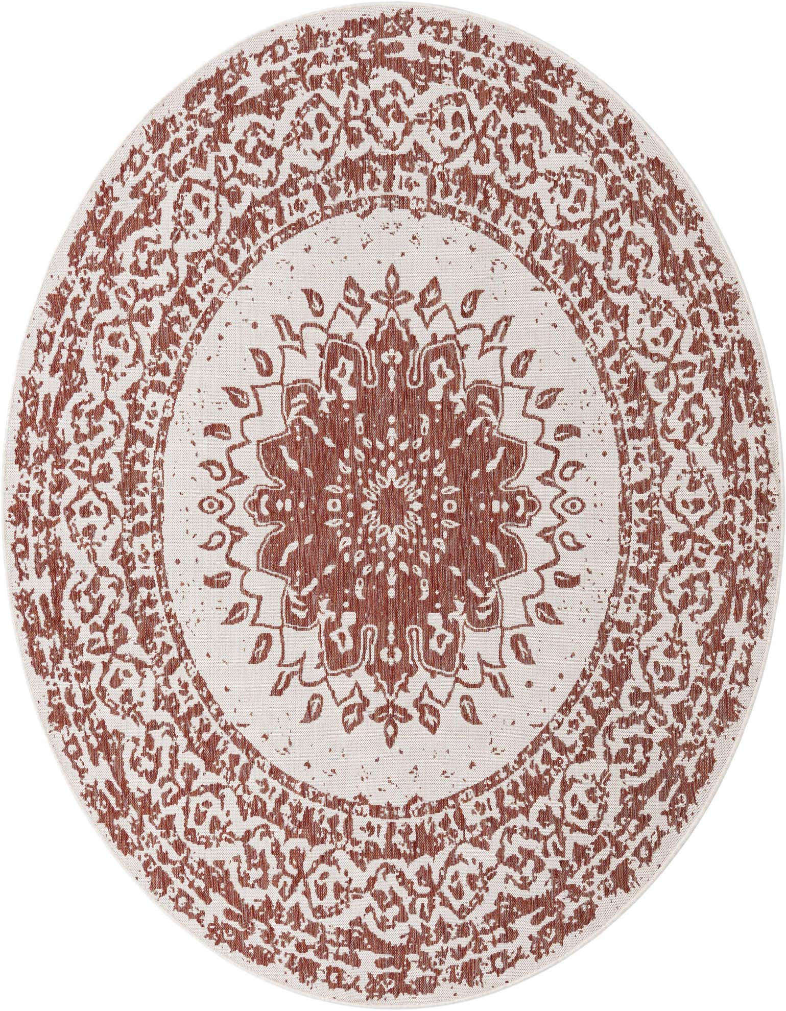 7' 10 x 7' 10 Easy-Clean Traditional Indoor / Outdoor Round Rug