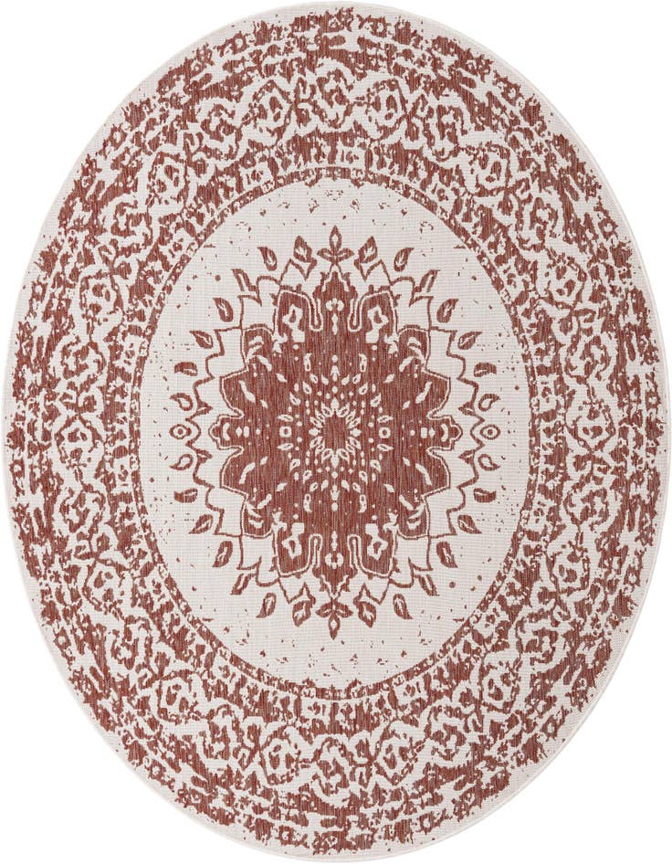 Detail image of 7' 10 x 7' 10 Easy-Clean Traditional Indoor / Outdoor Round Rug