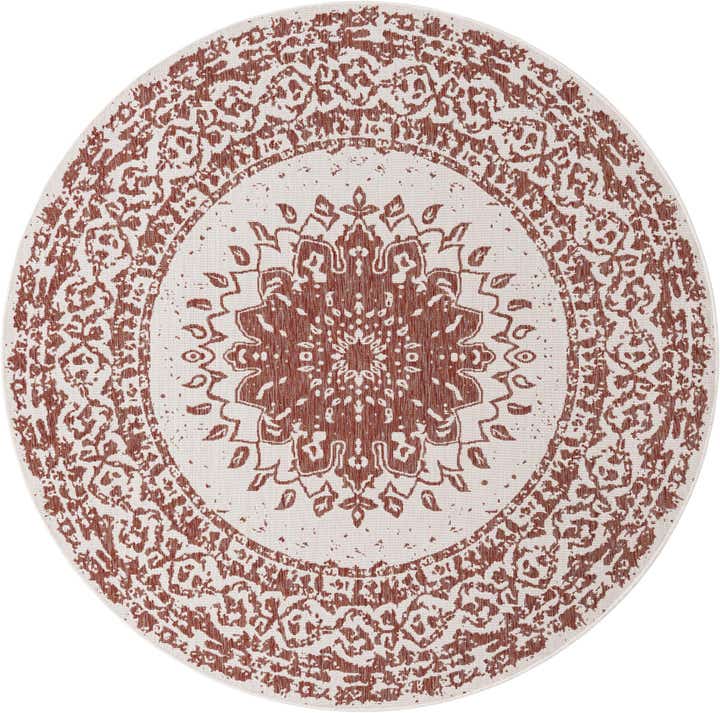 7' 10 x 7' 10 Easy-Clean Traditional Indoor / Outdoor Round Rug